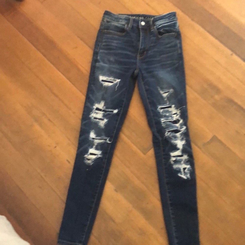 American eagle super stretch dark skinny jeans.